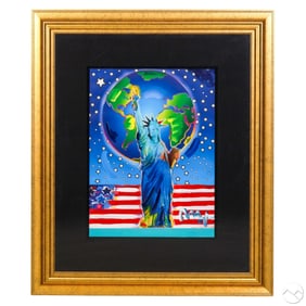 Peter Max Mixed Media "Peace on Earth" Framed Art
