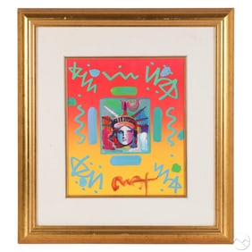 Peter Max Mixed Media "Liberty Head II" Collage