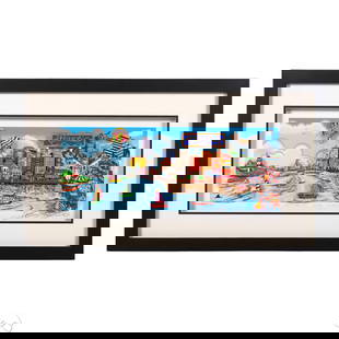 Fazzino b.1955 Atlantic City 3D Serigraph SIGNED: Charles Fazzino (American, born 1955), An Atlantic City Summer, hand-assembled 3D limited edition serigraph on paper. The composition features a summer beach scene set against the Atlantic City boardw