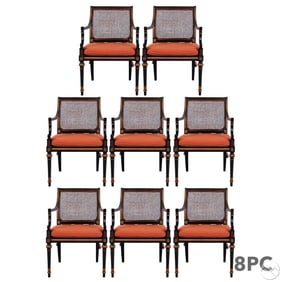 Baker Neoclassical Style Cane Back Chairs 8pc SET