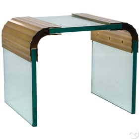 Leon Rosen Pace Style Brass and Glass Side Table