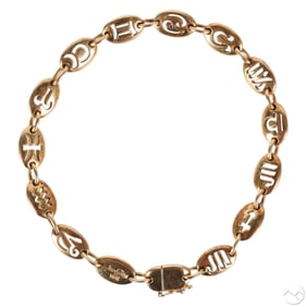18k Yellow Gold Jean Paris Zodiac Bracelet 24g
