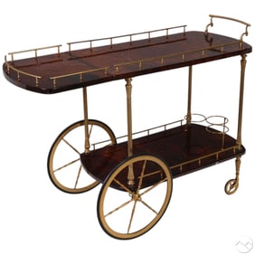 Aldo Tura Style Italian Goatskin Liquor Bar Cart