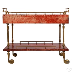 Goat Skin Italian Aldo Tura Style Liquor Bar Cart