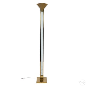 Sonneman Kovacs Torchiere Brass Lucite Floor Lamp