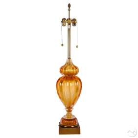 Marbro MCM Murano Italian Orange Glass Table Lamp