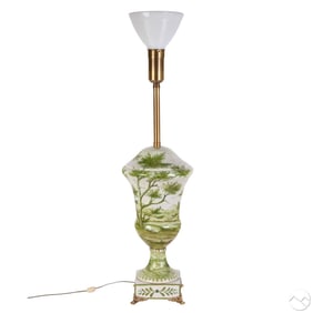 Marbro Italian Majolica Handpainted Urn Table Lamp