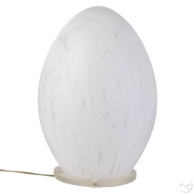 Murano Vintage White & Clear Satin Glass Egg Lamp