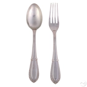 Buccellati Silver Villa D'Este Fork & Spoon 375g.