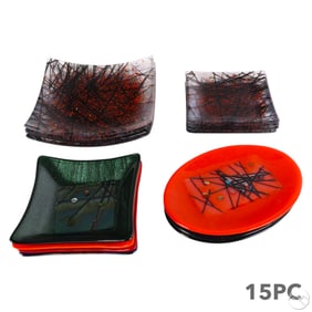 Kurt McVay Studio Art Glass 15pc. Dinnerware SET
