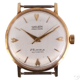 14k Gold Gruen Precision 25 Jewel Automatic Watch