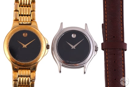 Movado Gold and Silver Toned Wrist Watch 2pc LOT
