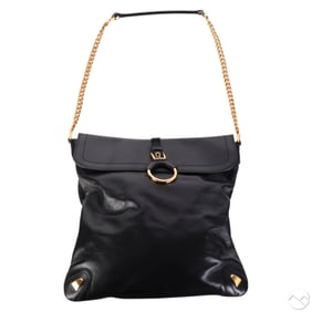 Dolce & Gabbana Black Leather Flap Carry All Purse