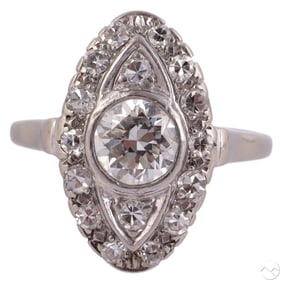 14k White Gold 1 CTTW Diamond Cocktail Ring Sz 4.5