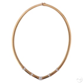 14k Gold Diamond Omega Style Choker Necklace 40g.