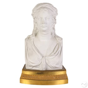 19C French Porcelain Bust on Bronze Base SIGNED