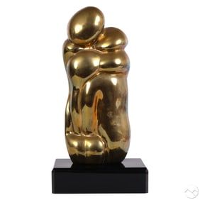 Modern Abstract Figural Polished Bronze Sculpture