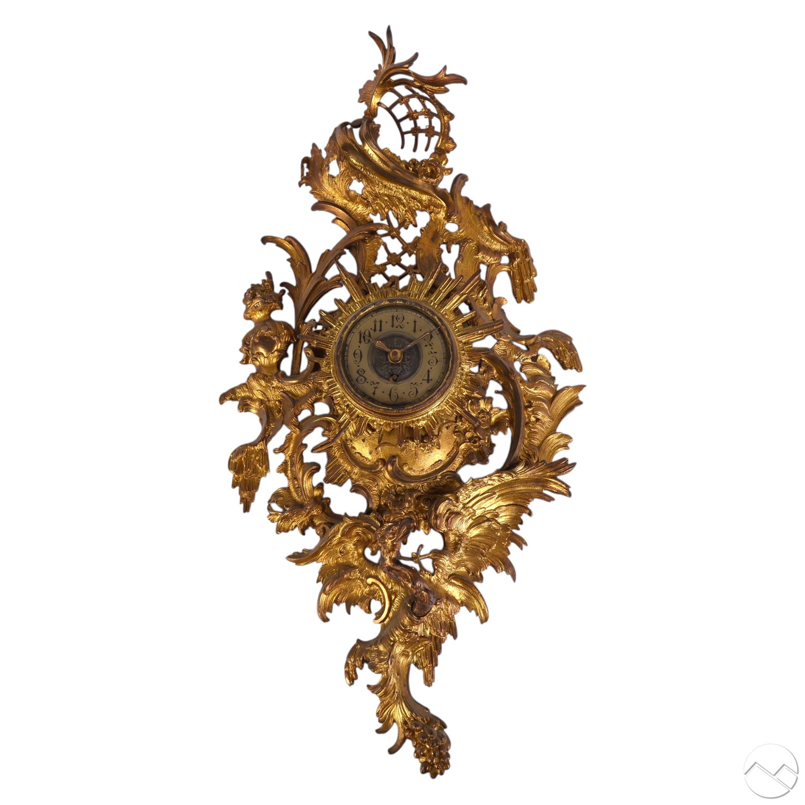Antique French Rococo Style Gilt Bronze Wall Clock (1 of 7)
