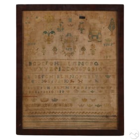 Antique Schoolgirls Alphabet Needlepoint Sampler