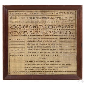 Frances A Perry 1817 Alphabet Needlepoint Sampler
