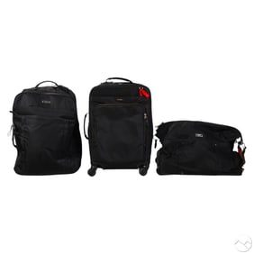 Tumi Black Nylon Leather Trim Travel Bags 3pc LOT