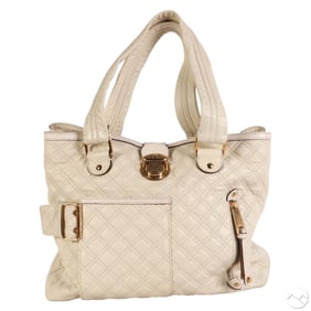 Marc Jacobs Cream Quilted Leather Push Lock Purse
