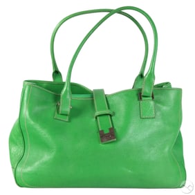 Lambertson Truex Green Leather Shoulder Bag Tote