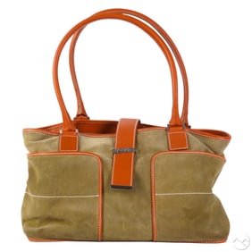 Lambertson Truex Suede Leather Taupe Shoulder Bag