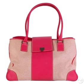 Lambertson Truex Fuchsia Leather and Canvas Purse