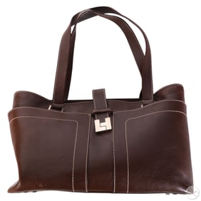 Lambertson Truex Italian Brown Leather Tote Bag