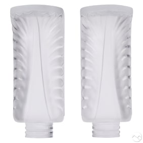 Lalique France Pair of Crystal Palme Wall Sconces