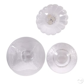 Lalique Crystal Trinket & Pin Dish 3pc ESTATE LOT