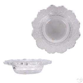 Lalique Crystal Honfleur Wine Bottle Coasters 2pc
