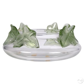 Lalique French Crystal Lierre Green Ivy Leaf Bowl