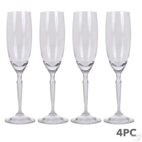 Lalique French Crystal Neo Champagne Flute 4pc SET