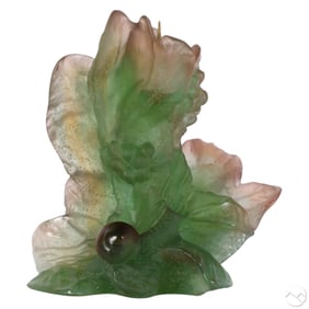 Daum Pate de Verre Snail Leaf Candleholder w/ BOX