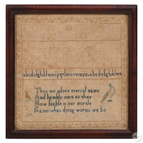 Antique Alphabet Moral Verse Needlepoint Sampler