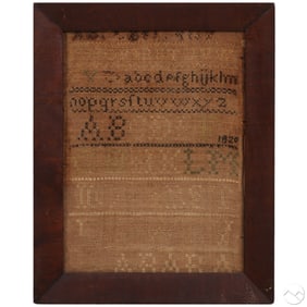 Antique 1820 School Alphabet Needlepoint Sampler