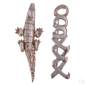 Tiffany & Co Sterling Alligator & XOXO Pin 2pc LOT