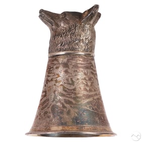 Sterling Silver Figural Fox Head Stirrup Cup 183g.