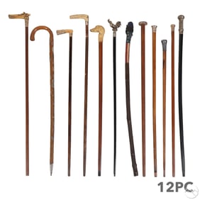 Antique Gold Filled Silver Walking Canes 12pc LOT
