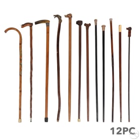 Antique Gold Filled Figural Walking Canes 12pc LOT
