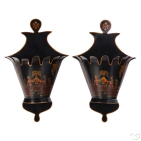 Italian Tole Chinoiserie Design Wall Sconces PAIR