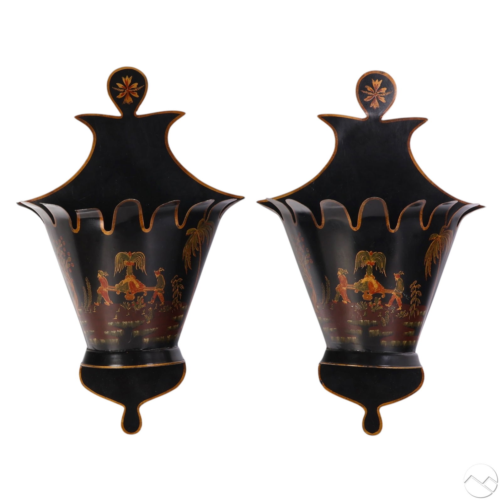 Italian Tole Chinoiserie Design Wall Sconces PAIR (1 of 7)