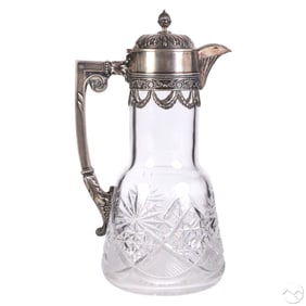 Continental Silver Mounted Crystal Wine Claret Jug