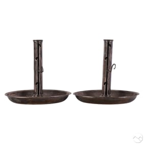 Antique Pair Georgian Silver Chamber Candlesticks