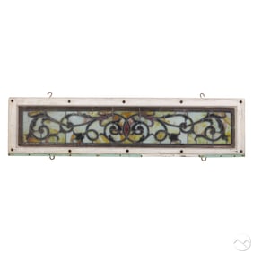 Antique Leaded Stained Glass White Framed Window
