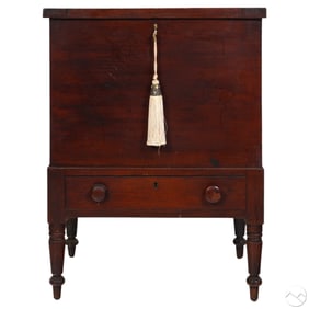Antique American Standing Hinged Wood Sugar Chest