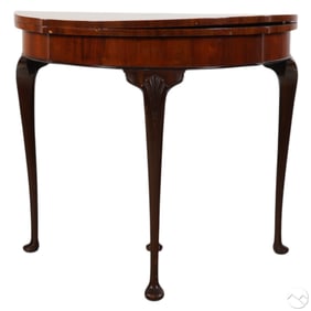 Antique Queen Anne Style Wood Flip Top Game Table