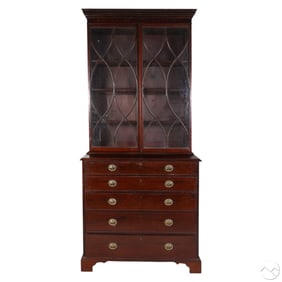 Georgian 19C Antique Mahogany Secretary Bookcase